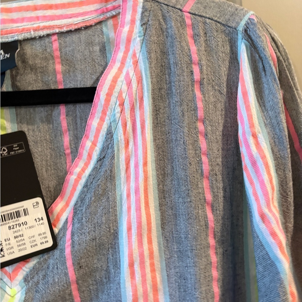 NWT Ulla Popken Womens Striped Kaftan Beach Vacation Cotton Dress Size 20/22 - Picture 10 of 15